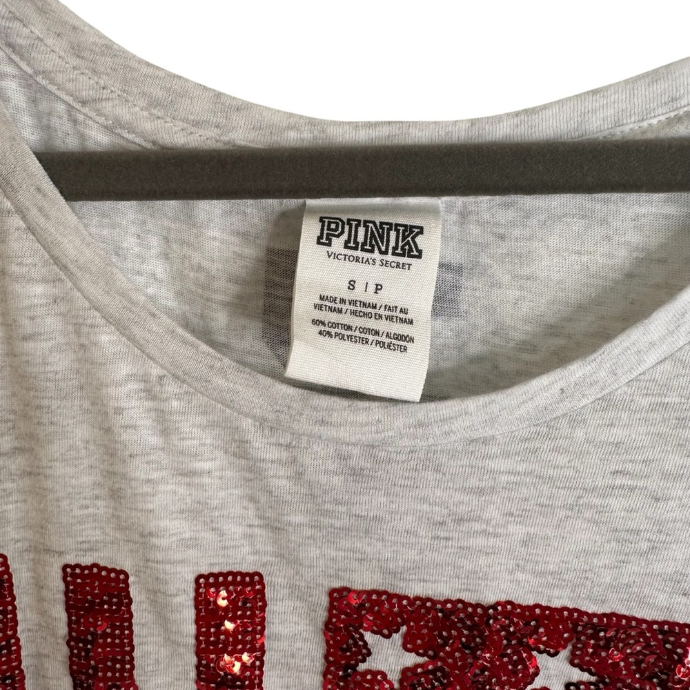 PINK Victoria's Secret Gray Tank with Red, Silver, and Blue Sequins Size Small - Picture 3 of 6
